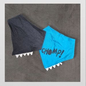 2 Pack of Blue/Grey/White Chomp Teeth Matching Bibs